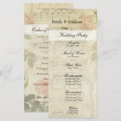 Victoriaans muziek en Roos huwelijksprogramma Programmakaart (Voorkant / Achterkant)