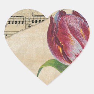 Victoriaans muziek Romance Tulps Hart Sticker