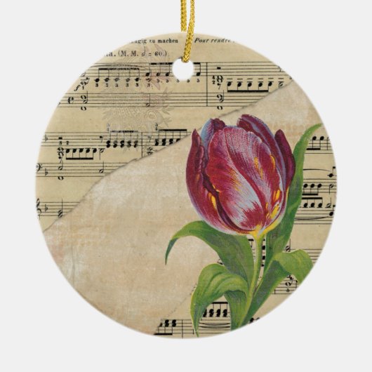  Victoriaans muziek Romance Tulps Keramisch Ornament (Voorkant)