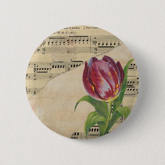  Victoriaans muziek Romance Tulps Ronde Button 5,7 Cm (Voorkant)