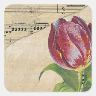  Victoriaans muziek Romance Tulps Vierkante Sticker
