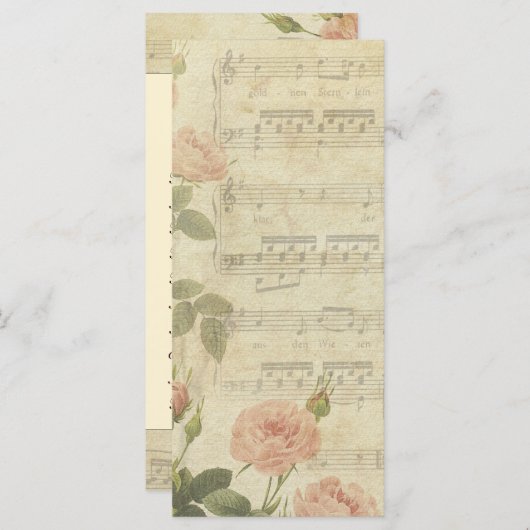 Victoriaans muziek Rozen bruiloft programma Programmakaart (Voorkant / Achterkant)