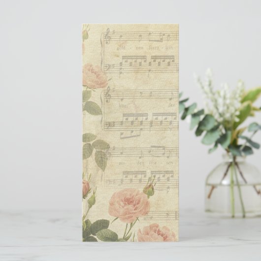 Victoriaans muziek Rozen bruiloft programma Programmakaart (Staand voorkant)