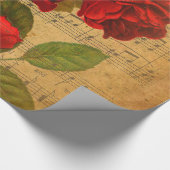 Victoriaans muziekblad Waterverf Roos achtergrond Cadeaupapier (Hoek)