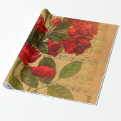 Victoriaans muziekblad Waterverf Roos achtergrond Cadeaupapier (Uitgerold)