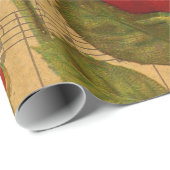 Victoriaans muziekblad Waterverf Roos achtergrond Cadeaupapier (Rol Hoek)