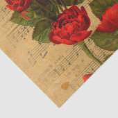 Victoriaans muziekblad Waterverf Roos achtergrond Tissuepapier (Detail)