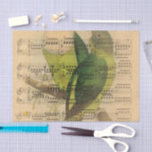 Victoriaans muziekblad Waterverf vogelbehangpapier Tissuepapier (Craft)