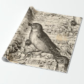 Victoriaans muziekvogels cadeaupapier (Uitgerold)