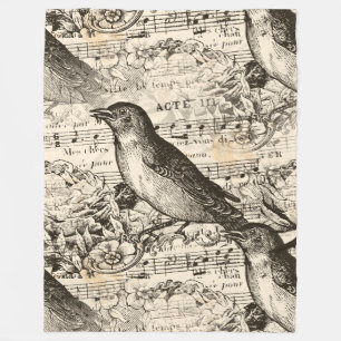 Victoriaans muziekvogels fleece deken