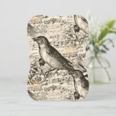 Victoriaans muziekvogels kaart (Staand voorkant)