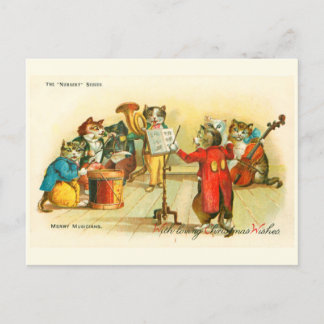 Victoriaans muzikale kerstkattenband Louis Wain Briefkaart