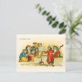 Victoriaans muzikale kerstkattenband Louis Wain Briefkaart (Staand voorkant)