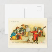 Victoriaans muzikale kerstkattenband Louis Wain Briefkaart (Voorkant / Achterkant)