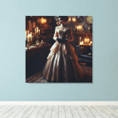 Victoriaans  mysterieuze elegante vrouw canvas afdruk (Insitu (Houten vloer))