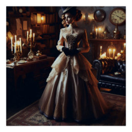 Victoriaans  mysterieuze elegante vrouw perfect poster
