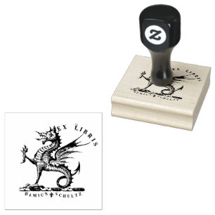 Victoriaans Mythische Dragon Ex Libris Naam Rubberstempel
