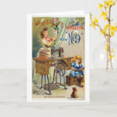 Victoriaans naaimachine advertentie kaart (Gele Bloem)