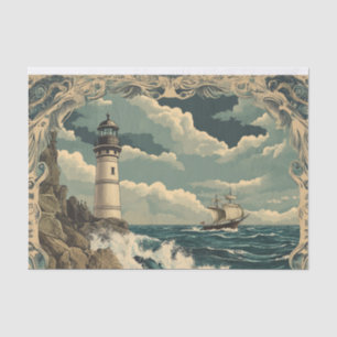  Victoriaans Nautische Vuurtoren Decoupage Tissuepapier