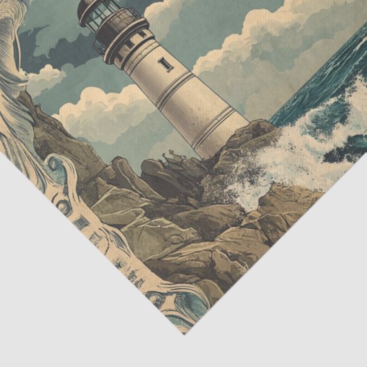  Victoriaans Nautische Vuurtoren Decoupage Tissuepapier (Detail)