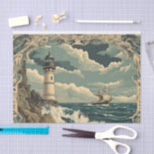 Victoriaans Nautische Vuurtoren Decoupage Tissuepapier (Craft)