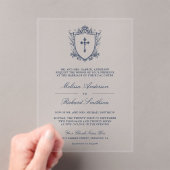 Victoriaans Navy Blue Catholic Wedding Acryl Uitnodigingen (Insitu (Draagbaar))