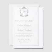 Victoriaans Navy Blue Catholic Wedding Vellum Uitnodigingen (Offset)