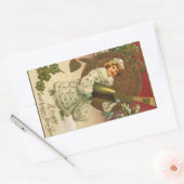  Victoriaans nieuwjaarsavond Champagne Angel Rechthoekige Sticker (Envelop)
