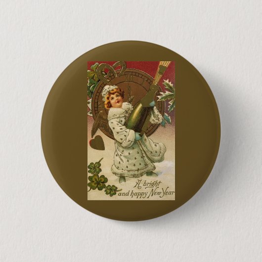  Victoriaans nieuwjaarsavond Champagne Angel Ronde Button 5,7 Cm (Voorkant)