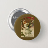  Victoriaans nieuwjaarsavond Champagne Angel Ronde Button 5,7 Cm (Voorkant /achterkant)
