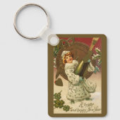  Victoriaans nieuwjaarsavond Champagne Angel Sleutelhanger (Voorkant)