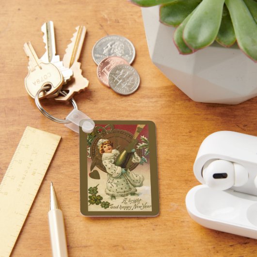 Victoriaans nieuwjaarsavond Champagne Angel Sleutelhanger (Bureau)