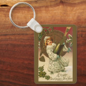  Victoriaans nieuwjaarsavond Champagne Angel Sleutelhanger (Voorkant)