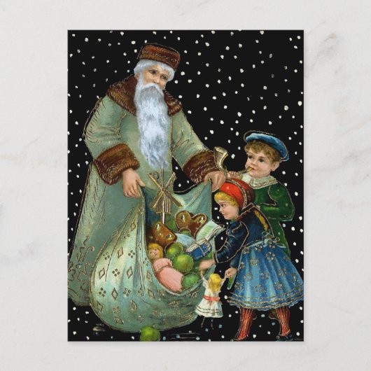 Victoriaans Nighttime Santa Briefkaart (Voorkant)