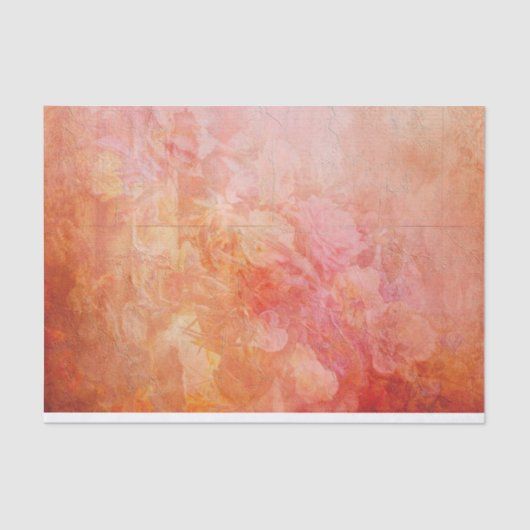  Victoriaans Noodlijdend Rood Roze Bloemen Tissuepapier (Voorkant)