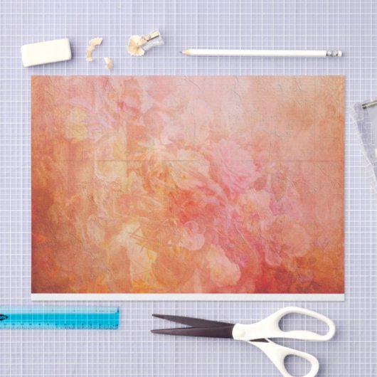  Victoriaans Noodlijdend Rood Roze Bloemen Tissuepapier (Craft)