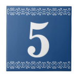 Victoriaans nummer tegeltje<br><div class="desc">Victoriaans House Number Tile - Blue on white with a printer border</div>