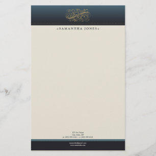 Victoriaans Ocean Blue Gepersonaliseerd kantoorben Briefpapier