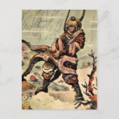  Victoriaans Octopus Diver Fight Briefkaart (Voorkant)