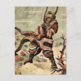  Victoriaans Octopus Diver Fight Briefkaart