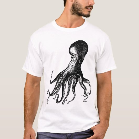 Victoriaans Octopus Kraken voor Steampunk Pirates T-shirt (Voorkant)
