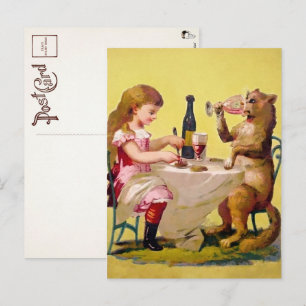 Victoriaans Odd Drink Kat Briefkaart