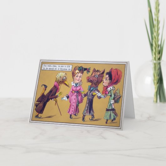  Victoriaans Odd Schaatsen Kerstmis Kaart (Voorkant)