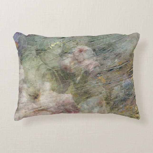  Victoriaans olie Canvas Roze Paarse Floral Accent Kussen (Voorkant)