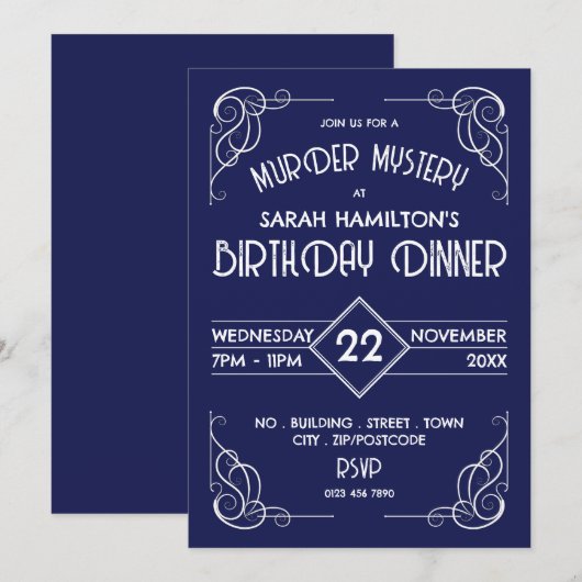 Victoriaans omwoeld tijdperk, moordmysterie kaart (Voorkant / Achterkant)