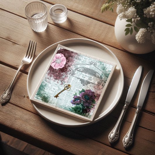 Victoriaans ontkoppeling van Floral Ephemera Servet