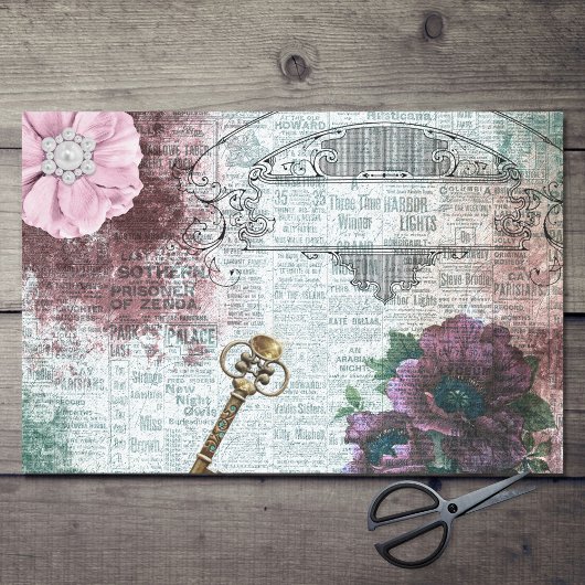 Victoriaans ontkoppeling van Floral Ephemera Tissuepapier