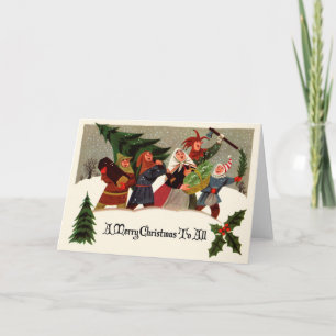 Victoriaans ontwerp kerst Wenskaart Feestdagen Kaart
