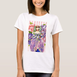 Victoriaans ontwerp van Floral-Waterverf T-shirt