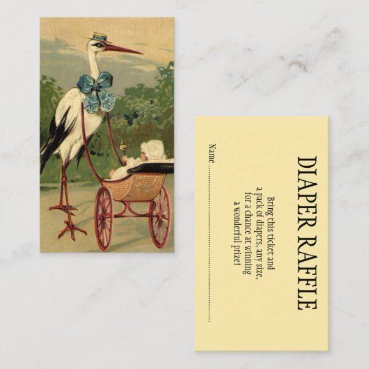  Victoriaans ooievaar, Baby shower Informatiekaartje (Voorkant / Achterkant)